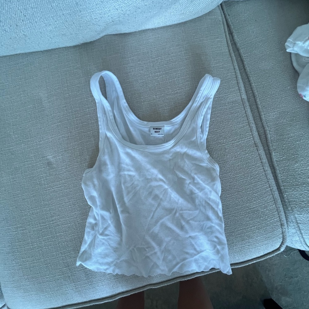Sunday Best White Ribbed Tank Top